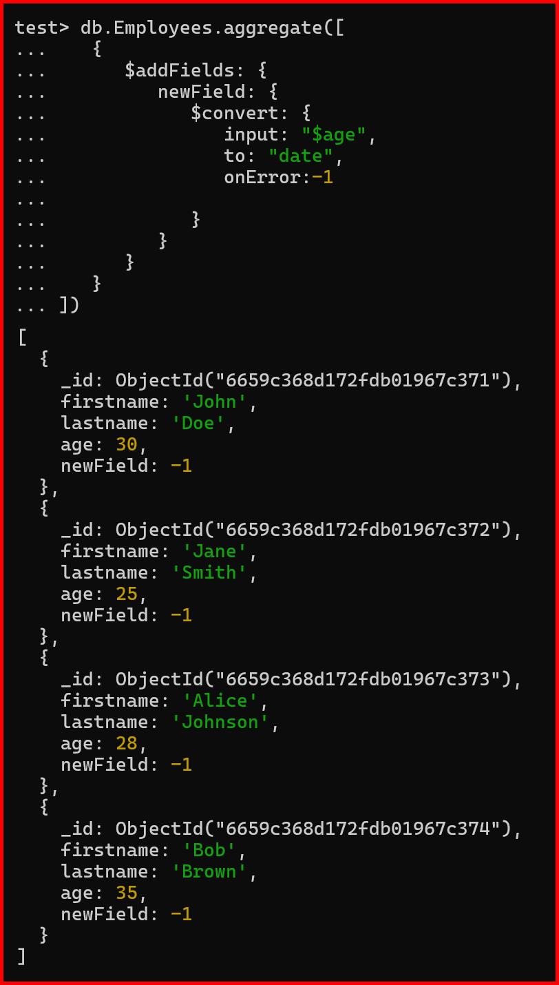 Picture showing using the convert function for converting age to date